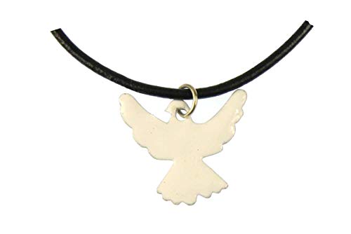 Miniblings Emaille Taube Friedenstaube Kette Halskette Vogel Lederband 45cm weiß - Handmade Modeschmuck - Lederkette Jungen