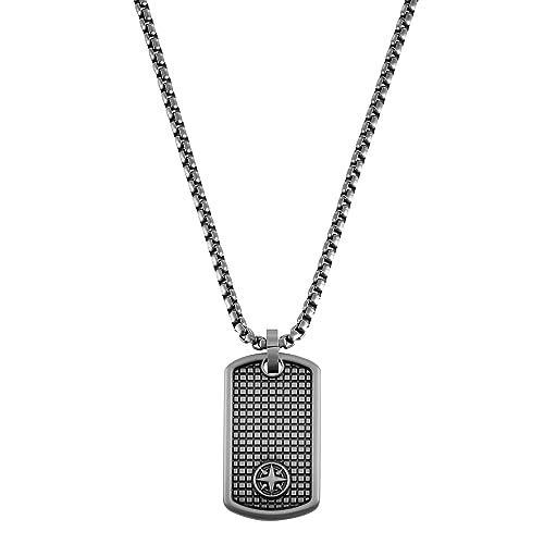 s.Oliver Kette mit Anhänger Edelstahl Herren Halsschmuck, 55+5 cm, Grau, Kompass, Kommt in Schmuck Geschenk Box, 2036846