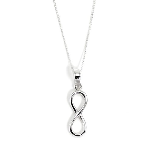 jewellerybox Sterling Silver Unendlichkeit Infinity Symbol Schmuckanhänger mit Kette | Kettenlänge: 45,7cm (18 Inch) + 5cm (2 Inch) Verlängerungskettchen