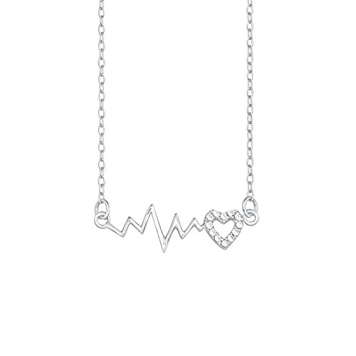 s.Oliver Kinder-Kette mit Anhänger Teenager Girls Herz 925 Silber rhodiniert Zirkonia weiß 40 cm - 565523