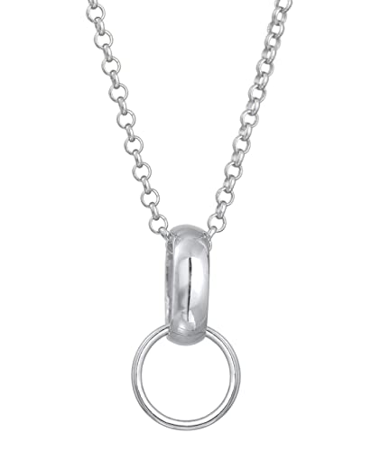 Damen Halskette mit Charm Träger aus 925 Sterling Silber, Silberkette mit Carrier Anhänger für Charms, Charm-Kette für Frauen, Länge 45 cm