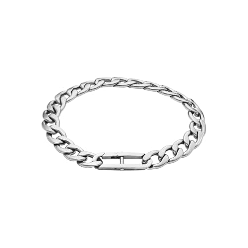 FOSSIL Damen Edelstahl mit Karabinerverschluss Runder Sternzeichen-Anhänger Halskette, Glänzendes Silber