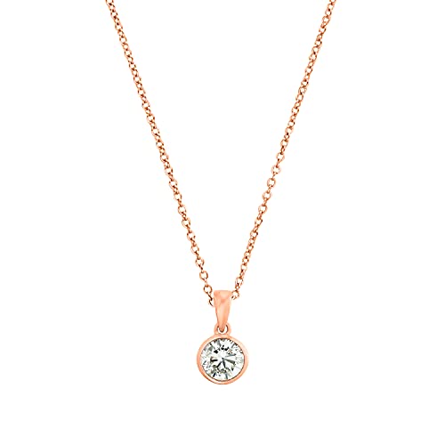 s.Oliver Kette mit Anhänger 925 Sterling Silber Damen Kette mit Anhänger, mit Zirkonia synth., 42+3 cm, Roséfarben, Kommt in Schmuck Geschenk Box, 2032969