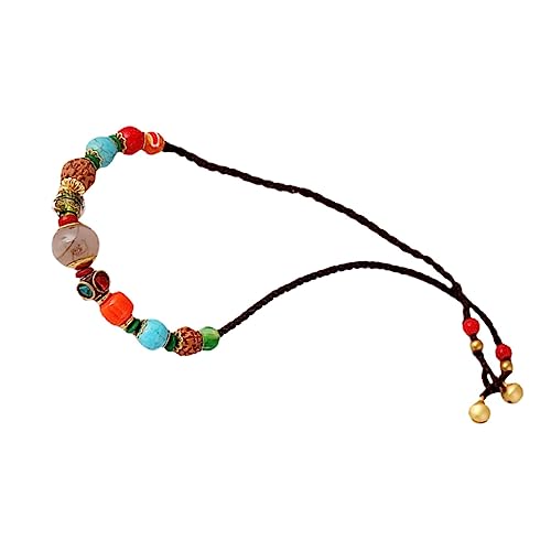 minkissy 1Stück Ethno Halskette Collierkette Mit Geflochtenem Anhänger Kurze Kette Für Damen Farbige Schlüsselbeutelknochenkette Unikates Modeaccessoire