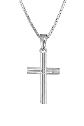 trendor Halskette mit Kreuz 925 Silber Kette für Mädchen und Jungen, Silberkette mit Kreuz, Kreuzkette 79084-38 38 cm