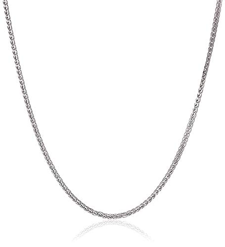 PRINS JEWELS 14 Karat / 585 Gold Diamantschliff Spiga Weizen Weißgold Kette - Breite 2 mm - Länge wählbar (60)