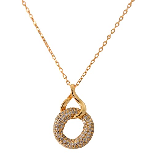 Halskette Damen Gold Kette Frauen Goldschmuck Halskette Silber 925 Goldschmuck Goldkette Boho Schmuck Mama Hochzeit Geschenk beste Freundin Kettenanhänger Rund Nesfinity