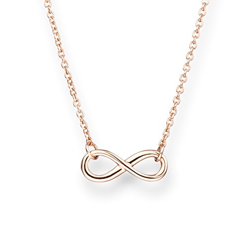 Glanzstücke München Damen-Halskette Infinity Sterling Silber rosévergoldet 40 + 5 cm - Silberkette mit Unendlichkeit Zeichen Kette mit Anhänger Unendlichkeitssymbol