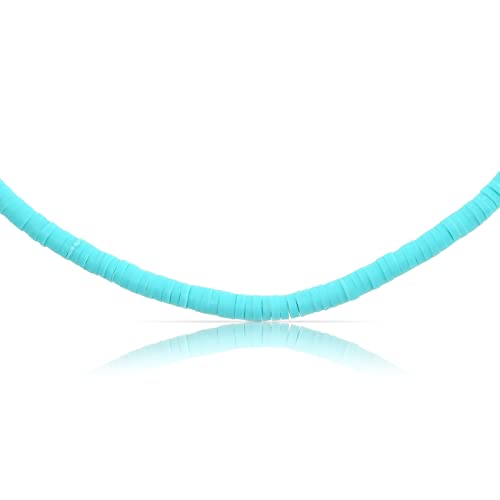 Made by Nami Perlen-Choker Halskette • Perlen-Kette Damen & Mädchen • Muschel Perlen Halskette • Filigranes Perlenhalsband • Wasserfest • Handmade Strand & Surfer Schmuck (Türkis)