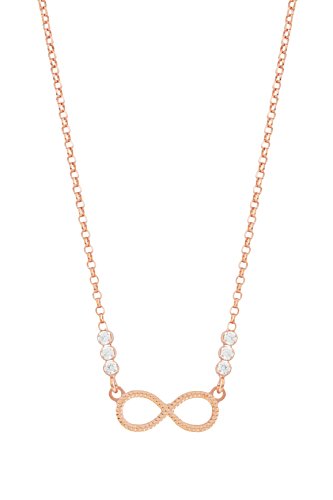 Remi Bijou - 925 Sterling Silber Wunderschöne Kette Infinity Unendlichkeit Ewige Liebe - Zirkonia Strass Geschenk romantisch (Rosegold) - Geschenketui GRATIS