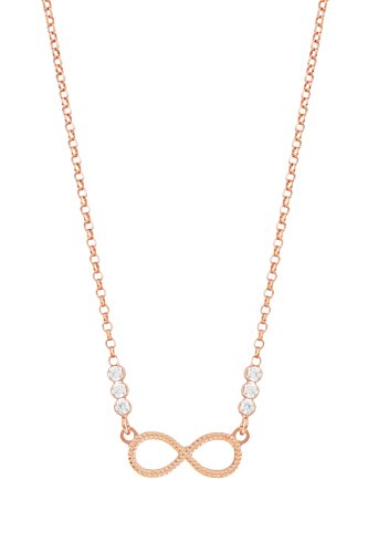 Remi Bijou - 925 Sterling Silber Wunderschöne Kette Infinity Unendlichkeit Ewige Liebe - Zirkonia Strass Geschenk romantisch (Rosegold) - Geschenketui GRATIS