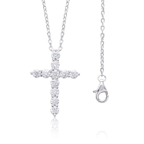 AstraGlam 925 Silber Kreuz Kette Damen - Elegante Silberkette mit Diamanten, Kette Damen Schmuck, Kreuzkette Silber