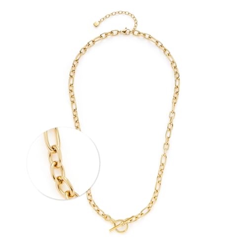 JEWELS BY LEONARDO Halskette Elisabeth • kurze Anker-Kette aus goldfarbenem Edelstahl • unterschiedlich geformte Ketten-Glieder • 45-50 cm Länge • Schmuck Geschenk für Frauen • 025152