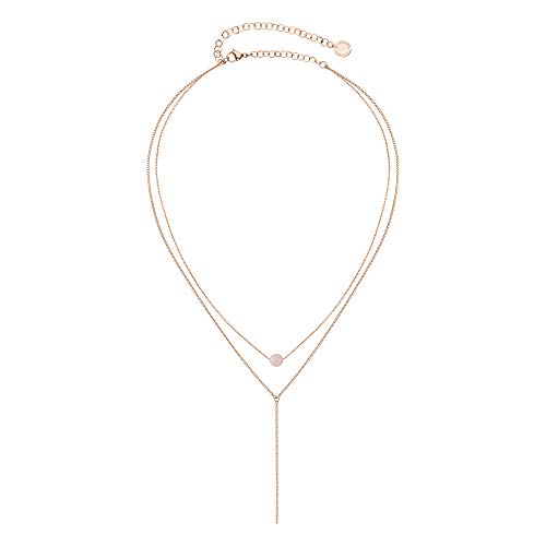 Liebeskind Berlin Layer-Kette aus Edelstahl mit Rosenquarz IP Roségold LJ-0563-N-45