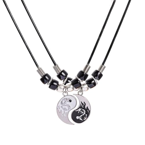 SHINROAD 2pcs Anhänger Halsketten Geschenk geben elegante yin yang Anhänger Freundschaftshalsketten Schwarz