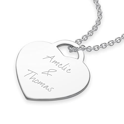 Herzkette mit Gravur Silber 925 für Namen Buchstabe Datum Initialen Liebes Geschenk für Freundin Ich liebe dich Herz Kette Gravur persönliche Schmuck Name Frauen Halskette personalisierte Kette