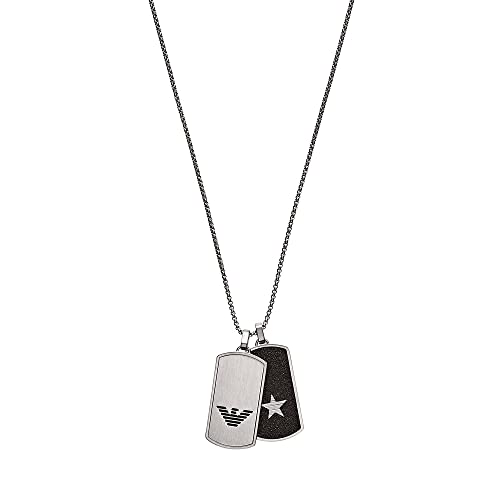 Emporio Armani Halskette Für Männer, Länge: 525mm; Größe Anhänger: 40X21X2mm Silber-Edelstahl-Halskette, EGS2675040