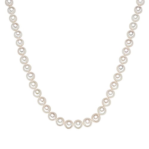 Valero Pearls Damen-Kette Hochwertige Süßwasser-Zuchtperlen in ca. 10 mm Rund weiß 925 Sterling Silber - Perlenkette Halskette mit echten Perlen