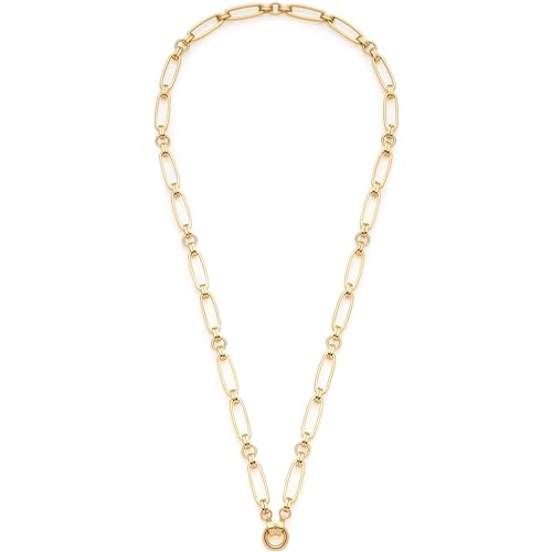 Leonardo Jewels Halskette Mathilde Clip&Mix, Kette aus Edelstahl mit Ring zum Anhängen von Charms, Länge 65 cm, massive Kettenglieder, goldfarben, Geschenk für Frauen, 024266