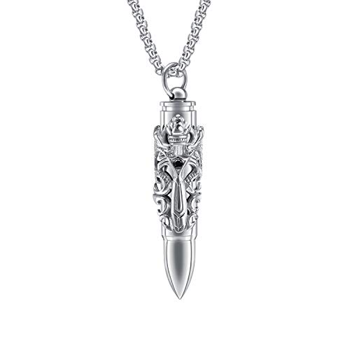 dsanbo Memorial Schmuck Edelstahl Herren Kette Silber Patrone Hülse Schwert Drache Form Anhänger Vintage Halskette