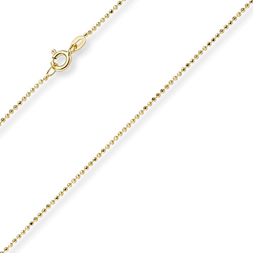 1mm Kugelkette diamantiert Kette Goldkette Halskette aus 585 Gold Gelbgold, 42cm