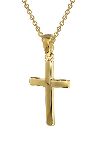 trendor Kreuz-Anhänger Gold 333 mit goldplattierter Silberkette zauberhafter Halsschmuck für Damen, diese Halskette ist eine tolle Geschenkidee, 39438-45 45 cm