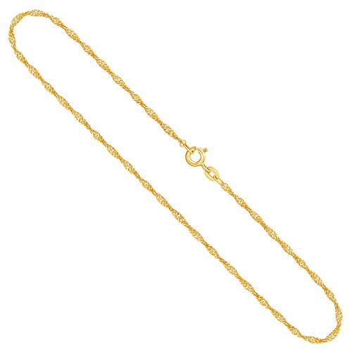EDELIND Goldkette Damen 585 Gold Dünne 1,8 mm Kette Echtgold Singapurkette Gelbgold Halskette Länge 55 cm mit Schmuck Geschenk Box Made in Germany
