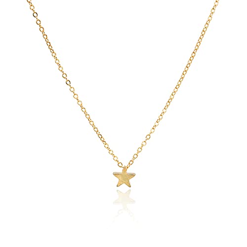 Winzige Herz-Halskette für Damen, Kette mit Herz-Anhänger, Halskette, Geschenk, Ethno-Bohemien-Halskette, Sterne, Gold