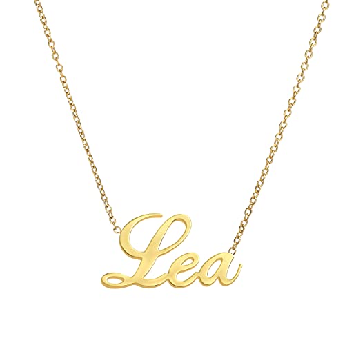 ANDANTE Premium Collection - Namenskette Lea 14K Gold Edelstahl Halskette Personalisierte Kette mit Namen - längenverstellbar 43 cm - 48 cm