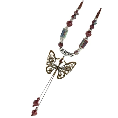 VALICLUD Schmetterlings Halskette Pullover Kette Ethno Halskette Lange Halsketten Für Damen Halsketten Für Damen Trendiger Modeschmuck Für Damen Schmetterlings Ketten Anhänger