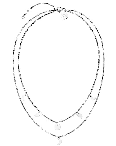 Purelei® Luna Kette Damen (Silber) – Halskette Damen aus langlebigem Edelstahl – Wasserfeste Kette mit Anhänger – 40-45 cm Länge verstellbar – Halskette für deinen individuellen Look