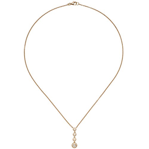 Jobo Damen Collier Kette mit Anhänger 585 Gold Rotgold 4 Diamanten Brillanten 44 cm