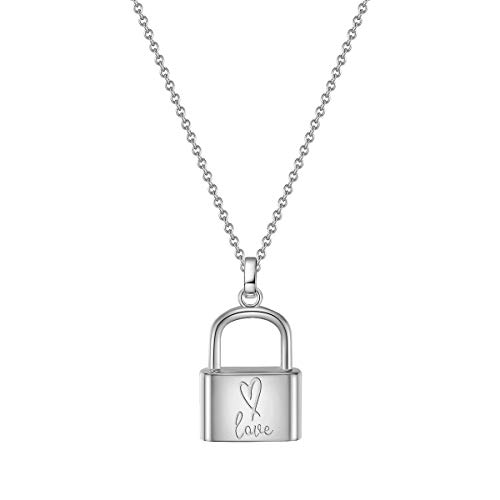 Glanzstücke München Damen-Halskette Schloss Sterling Silber 40 + 5 cm - Silberkette mit Schloss Anhänger Love für Frauen
