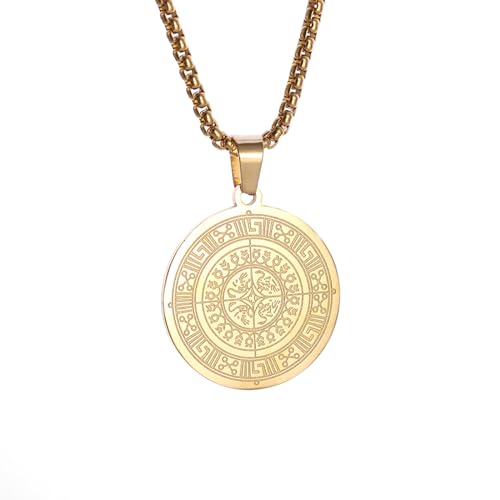 Halskette Gothic Halskette Kette Antik Griechisch Ethnische Wappen Anhänger Halskette für Männer Frauen Griechischer Schlüssel Granatapfel Schwan Symbol Anhänger beste Freundin Geschenke Freundschaft