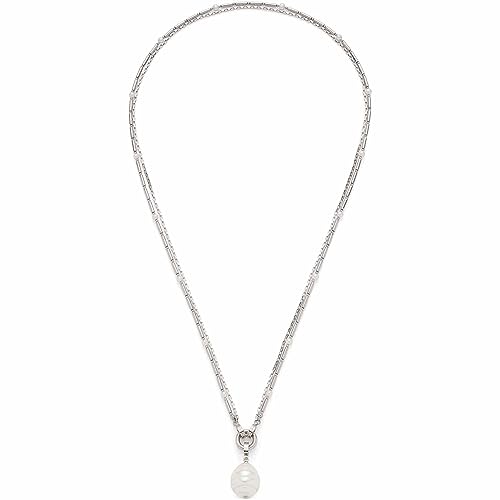 Leonardo Jewels Luna X-Mas Special Damen Halskette aus Edelstahl, doppelreihige Kette mit Perlenanhänger, Länge 70 cm, Schmuck Geschenk für Frauen 023252