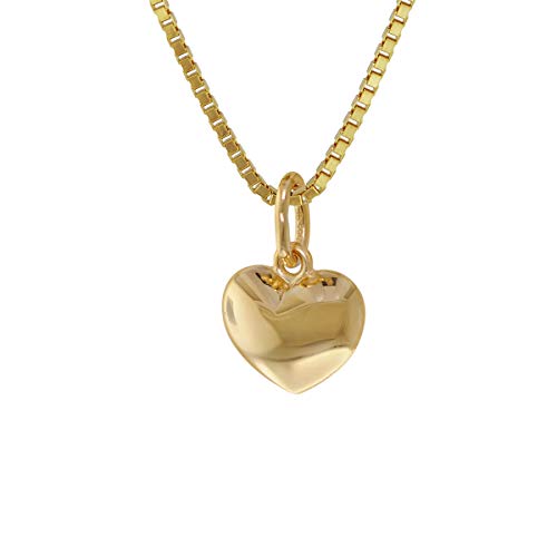 trendor Kinder Herz-Anhänger Gold 585 mit vergoldeter Silberkette zauberhafter Goldschmuck für Kids, dieses Schmuckstück ist eine tolle Geschenkidee, 75394