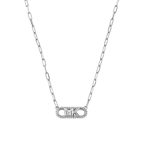 Michael Kors Damen Premium Kors MK Sterling Silber Pavé Empire Link Anhänger Halskette, MKC1655CZ040