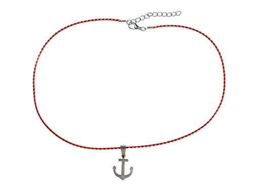Miniblings Anker Kette Halskette 45cm Maritim Meer Kordel Boot Schiff See 3cm - Handmade Modeschmuck - Gliederkette versilbert