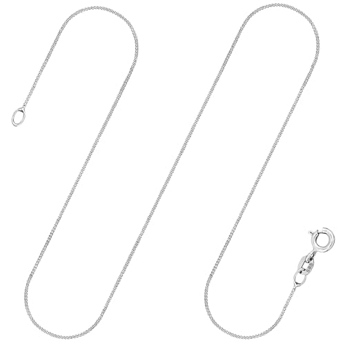 EDELIND Goldkette Damen Herren Halskette 1.1 mm Panzerkette flach 585 aus Weißgold Echtgold Kette Gold Länge 36 cm, Gewicht ca. 1,6 g, Made in Germany