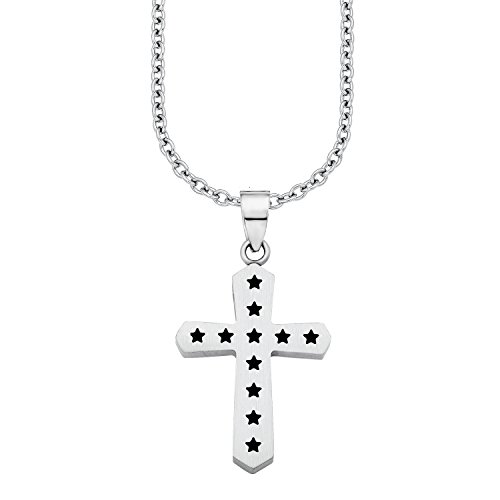 s.Oliver Kinder-Kette mit Anhänger Boys Kreuz Edelstahl Emaille silber 45 cm - 541183