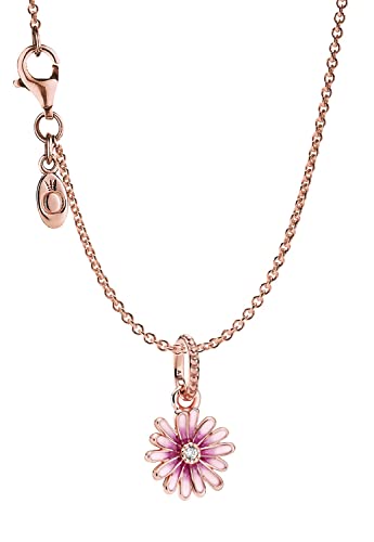 Pandora Damen-Metalllegierung Halskette Pinkes Gänseblümchen eleganter Halsschmuck, wunderschönes Geschenk-Set für modische Frauen, 39452