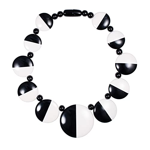 ZAVANA Schwarz-Weiß Statement-Halskette für Frauen, große handgefertigte Boho Chic Chunky Halskette für Damen, eleganter Bohème-Modeschmuck für Frauen