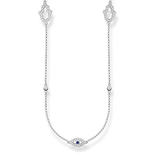 THOMAS SABO Damen-Kette mit Anhänger Collier 925 Silber Zirkonia transparent Onyx 90 cm - KE1387-412-32-L90v