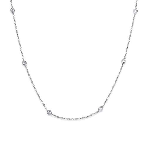 MATERIA Damen Silber-Kette mit Zirkonia - 925 Silber Halskette für Frauen 42-47cm rhodiniert CO-29-Silber