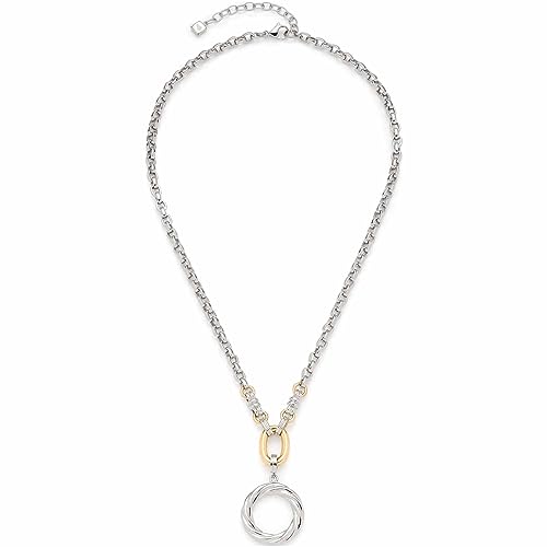 JEWELS BY LEONARDO Halskette Elsa opulente kette aus silberfarbenem Edelstahl goldfarbene Details am Kreis Anhänger 50-55 cm Länge Schmuck Geschenk für Frauen 023334