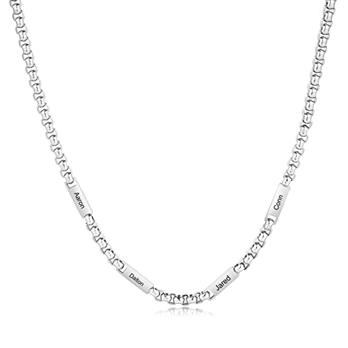 ALBERTBAND Personalisierte Ketten für Männer und Frauen Kette mit Namens Rostfreier Stahl Silber Kuba Halskette Mama und Papa's bester Freund Geburtstag Halskette
