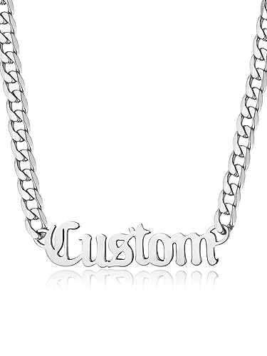 GoldChic Personalisierte Nameskette Edelstahl Damen Halskette mit Namen Carrie Stil Kette mit Wunschnamen Anhänger 46cm lang Silberkette Fashion Schmuck Geschenk für Freundin Mutter Schwester