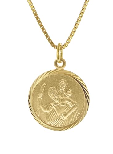 trendor Christophorus Anhänger 333 Gold mit vergoldeter Silberkette elegantes Schmuckstück aus Echtgold für Damen und Herren, tolle Geschenkidee, 41406-40 40 cm