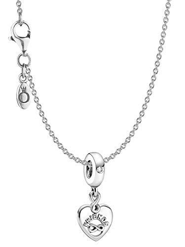 Pandora Damen-Kette Freunde für immer Silber eleganter Halsschmuck, wunderschönes Geschenk-Set für modische Frauen, 39815
