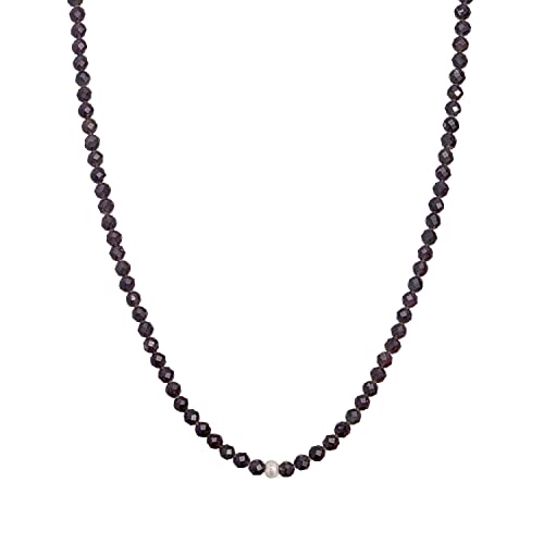 BERGERLIN Obsidian Halskette schwarz - schwarze Kette - Silber - XS-S